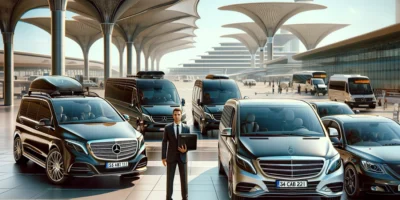 Havalimanlarında lüks Mercedes minibüsler ve araç filosu; paylaşımlı ve özel transfer hizmetleri.